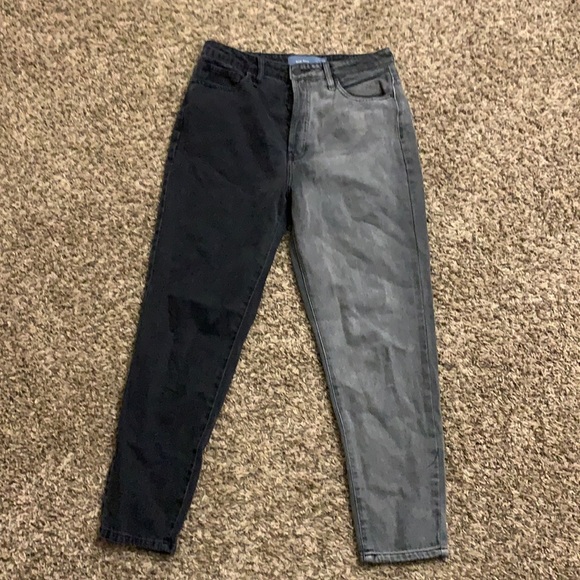indigo rising Denim - Indigo Rising half gray/half black jean